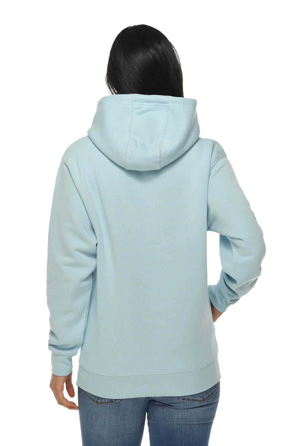Lane Seven LS14001 Mens Premium Hooded Sweatshirt Hoodie w/ Pouch Pocket Mist Blue Model Back