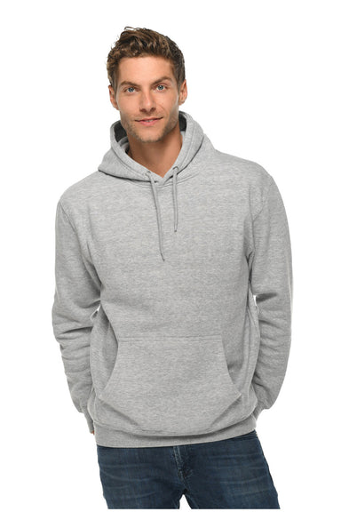 Lane Seven LS14001 Mens Premium Hooded Sweatshirt Hoodie w/ Pouch Pocket Heather Grey Model Front