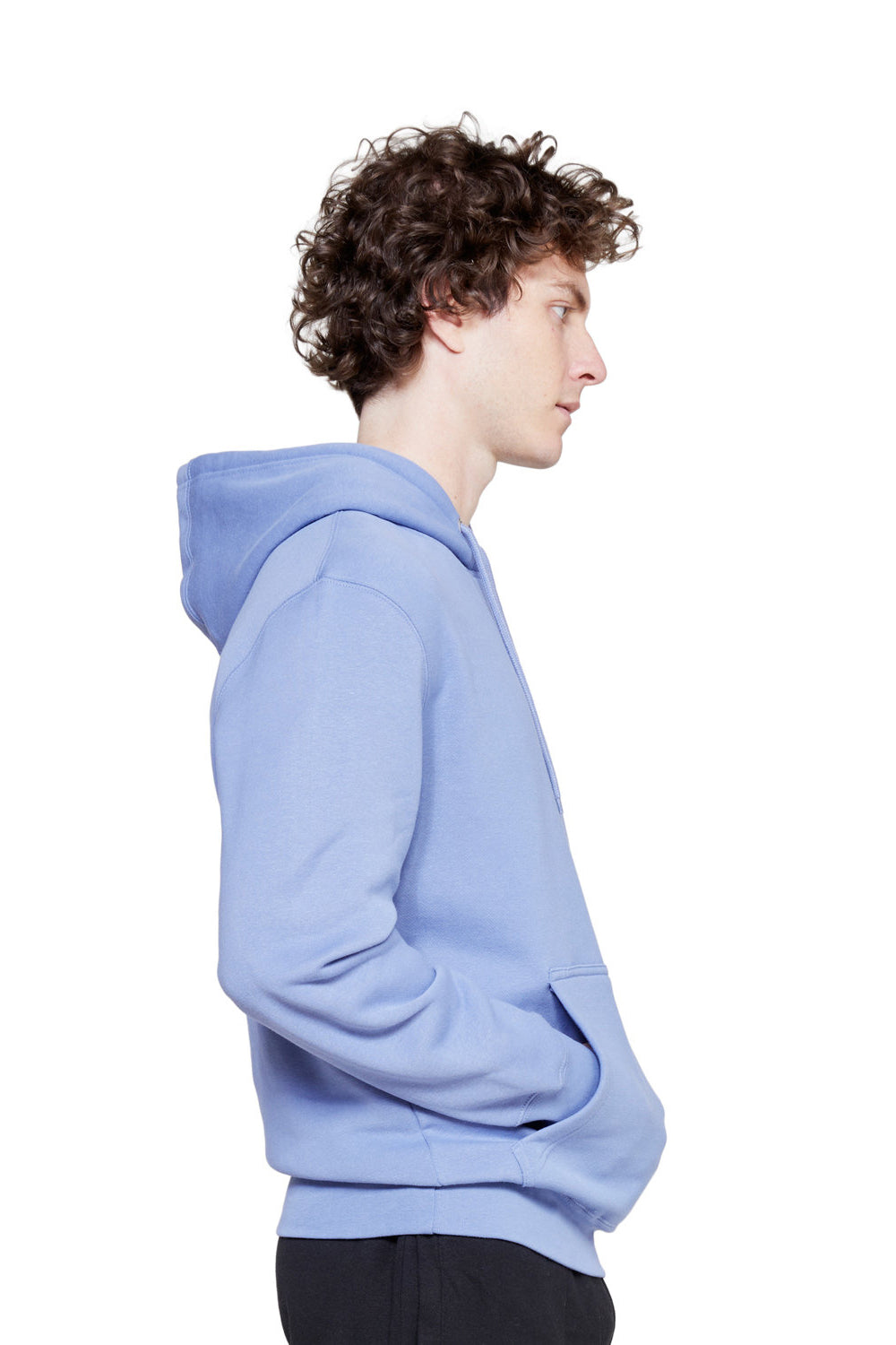 Lane Seven LS14001 Mens Premium Hooded Sweatshirt Hoodie w/ Pouch Pocket Colony Blue Model Side