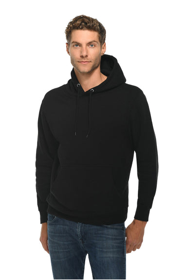 Lane Seven LS14001 Mens Premium Hooded Sweatshirt Hoodie w/ Pouch Pocket Black Model Front