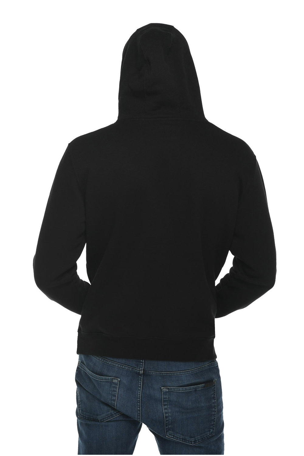 Lane Seven LS14001 Mens Premium Hooded Sweatshirt Hoodie w/ Pouch Pocket Black Model Back