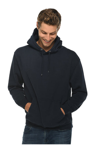 Lane Seven LS14001 Mens Premium Hooded Sweatshirt Hoodie w/ Pouch Pocket Navy Blue Model Front