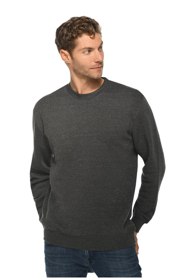 Lane Seven LS14004 Mens Premium Crewneck Sweatshirt Heather Charcoal Grey Model Front