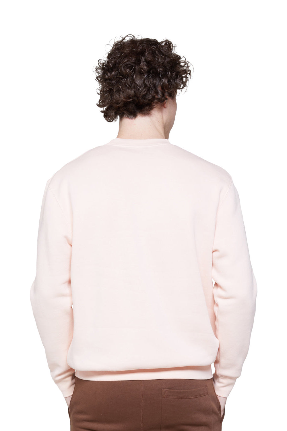 Lane Seven LS14004 Mens Premium Crewneck Sweatshirt Pale Pink Model Back