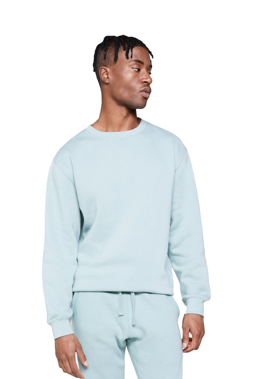 Lane Seven LS14004 Mens Premium Crewneck Sweatshirt Seafoam Blue Model Front