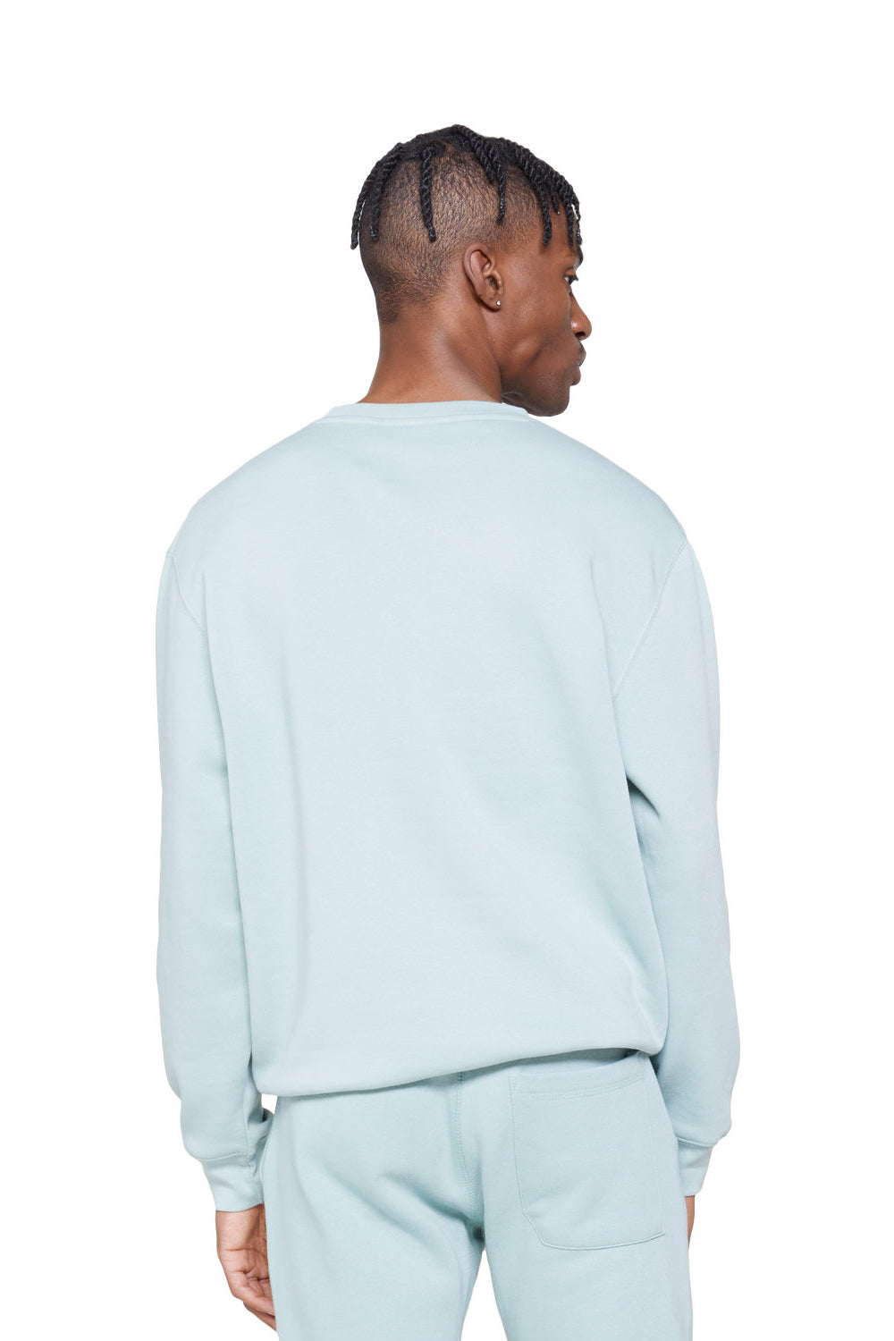 Lane Seven LS14004 Mens Premium Crewneck Sweatshirt Seafoam Blue Model Back