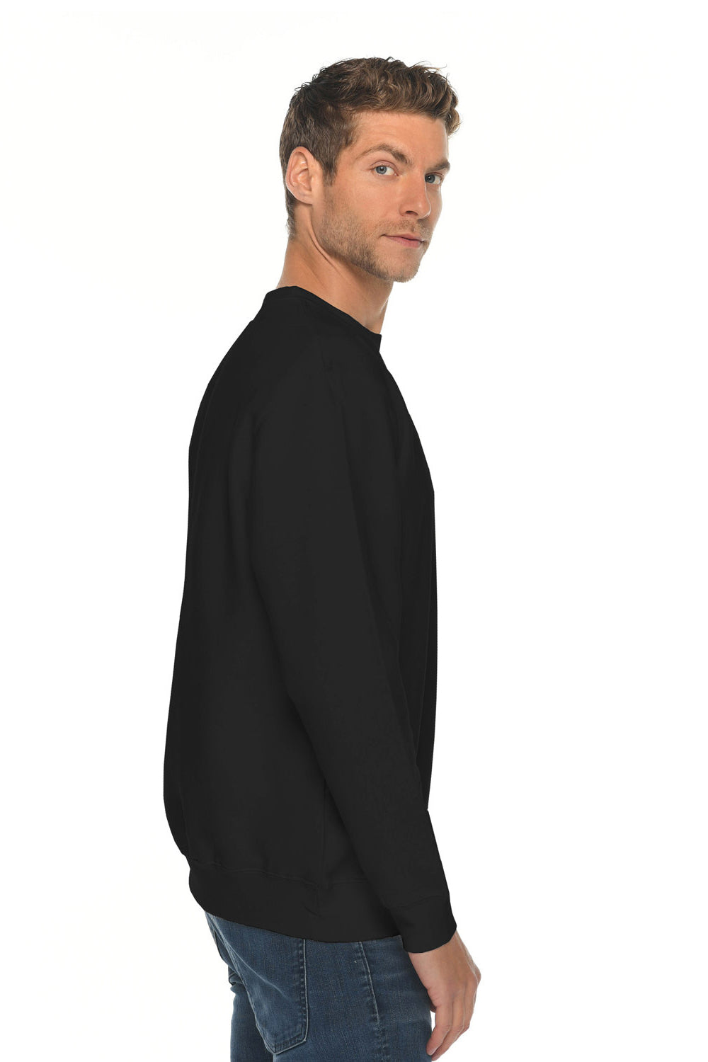 Lane Seven LS14004 Mens Premium Crewneck Sweatshirt Black Model Side