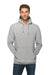 Lane Seven LS19001 Mens Hooded Sweatshirt Hoodie w/ Pouch Pocket Heather Grey Model Front