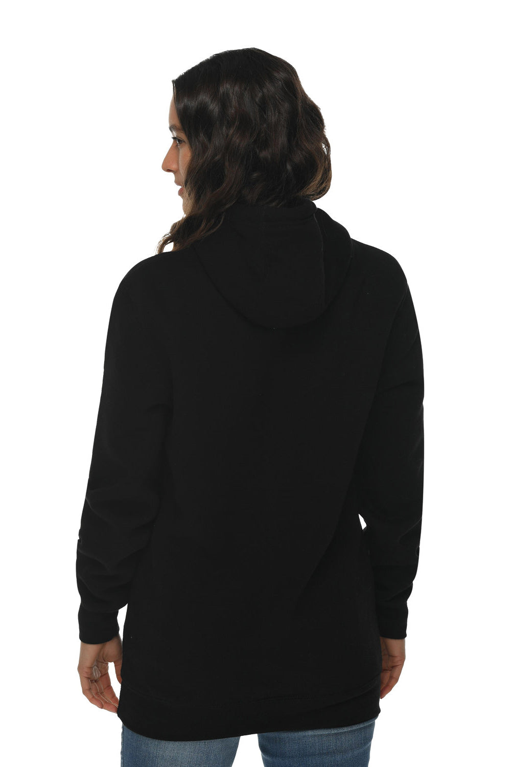 Lane Seven LS19001 Mens Hooded Sweatshirt Hoodie w/ Pouch Pocket Black Model Back