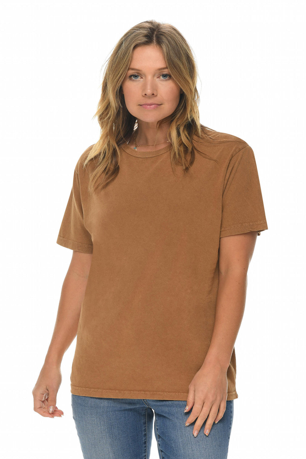 Lane Seven LST002 Mens Vintage Short Sleeve Crewneck T-Shirt Vintage Camel Model Front