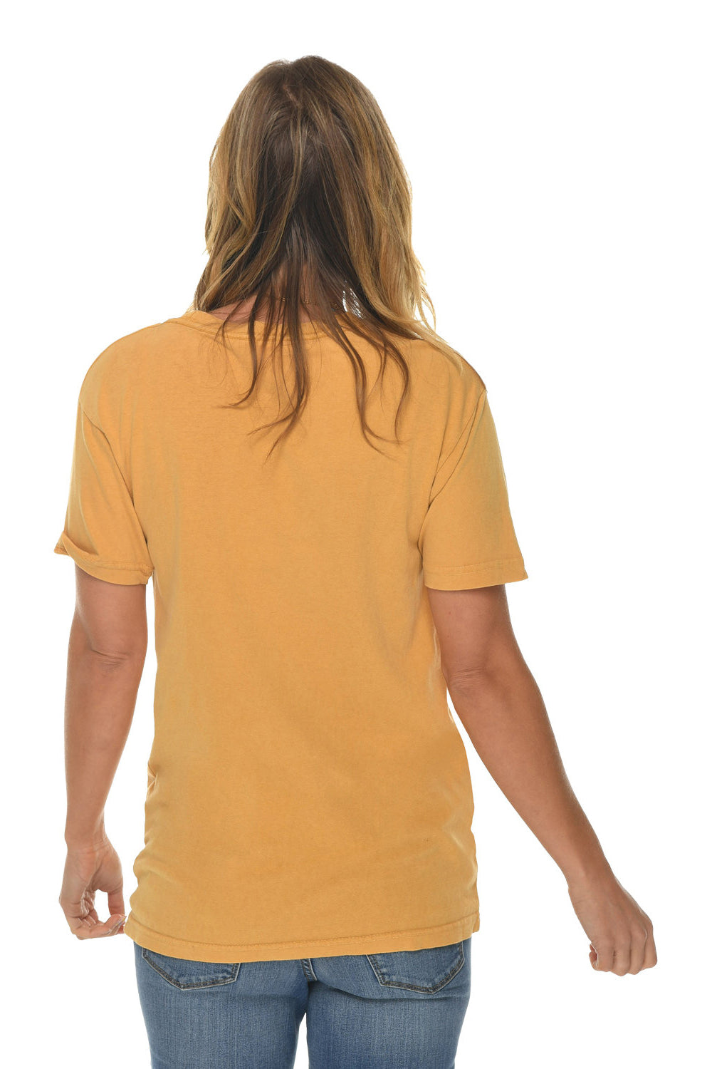 Lane Seven LST002 Mens Vintage Short Sleeve Crewneck T-Shirt Vintage Mustard Yellow Model Back