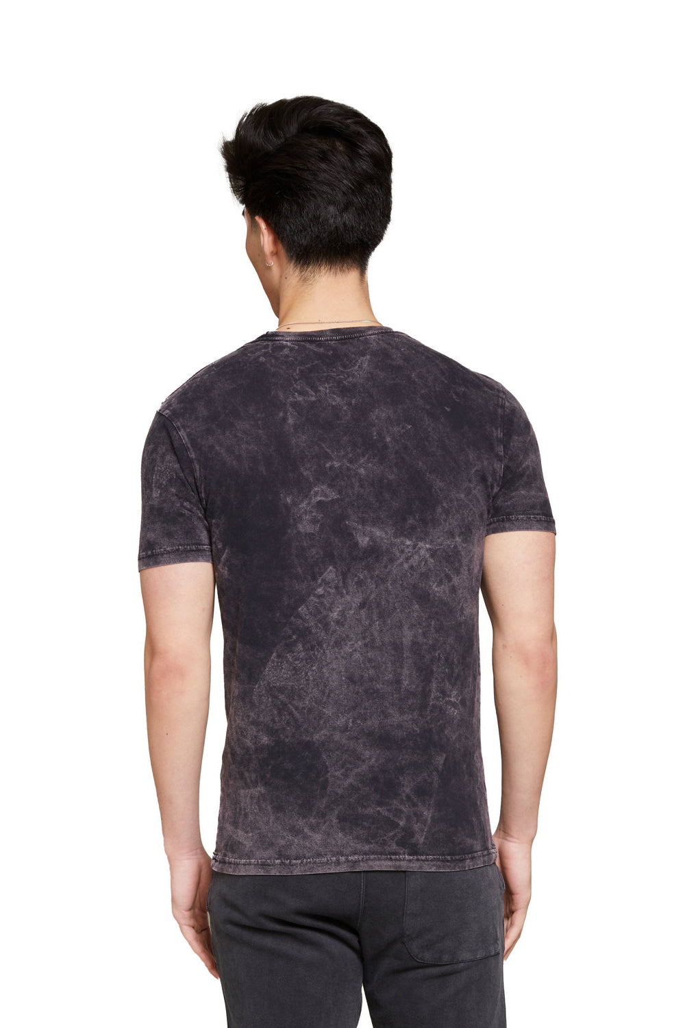 Lane Seven LST002 Mens Vintage Short Sleeve Crewneck T-Shirt Cloud Black Model Back