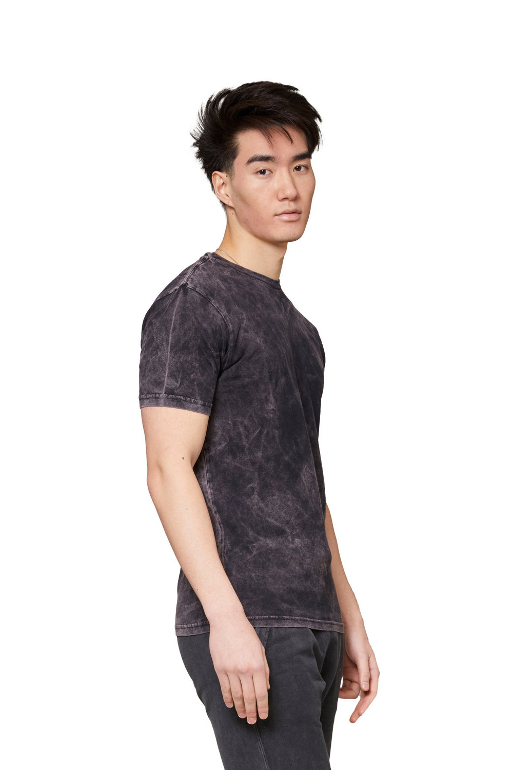 Lane Seven LST002 Mens Vintage Short Sleeve Crewneck T-Shirt Cloud Black Model Side