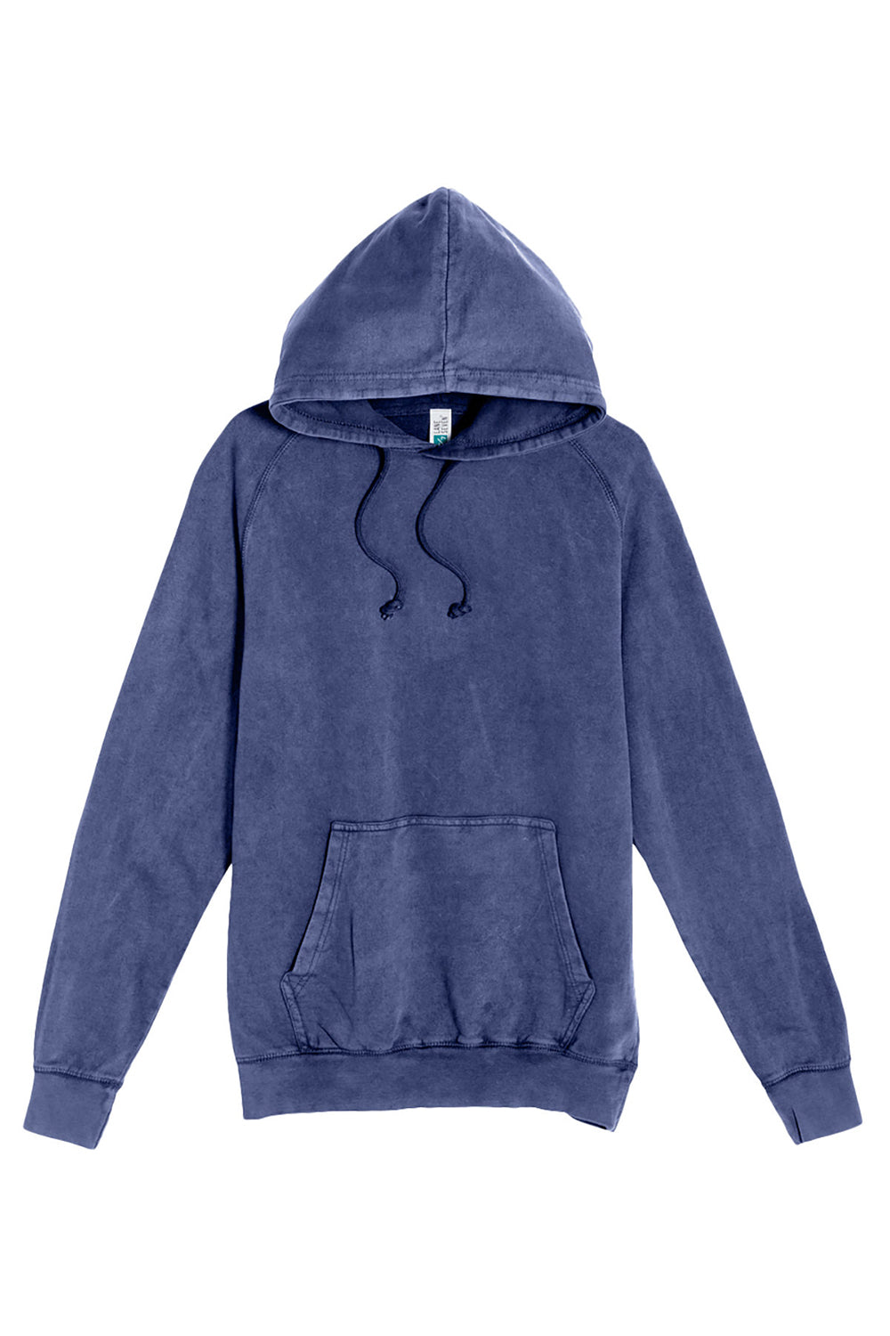 Lane Seven LST004 Mens Vintage Raglan Hooded Sweatshirt Hoodie w/ Pouch Pocket Vintage Denim Blue Flat Front