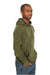 Lane Seven LST004 Mens Vintage Raglan Hooded Sweatshirt Hoodie w/ Pouch Pocket Vintage Olive Green Model Side
