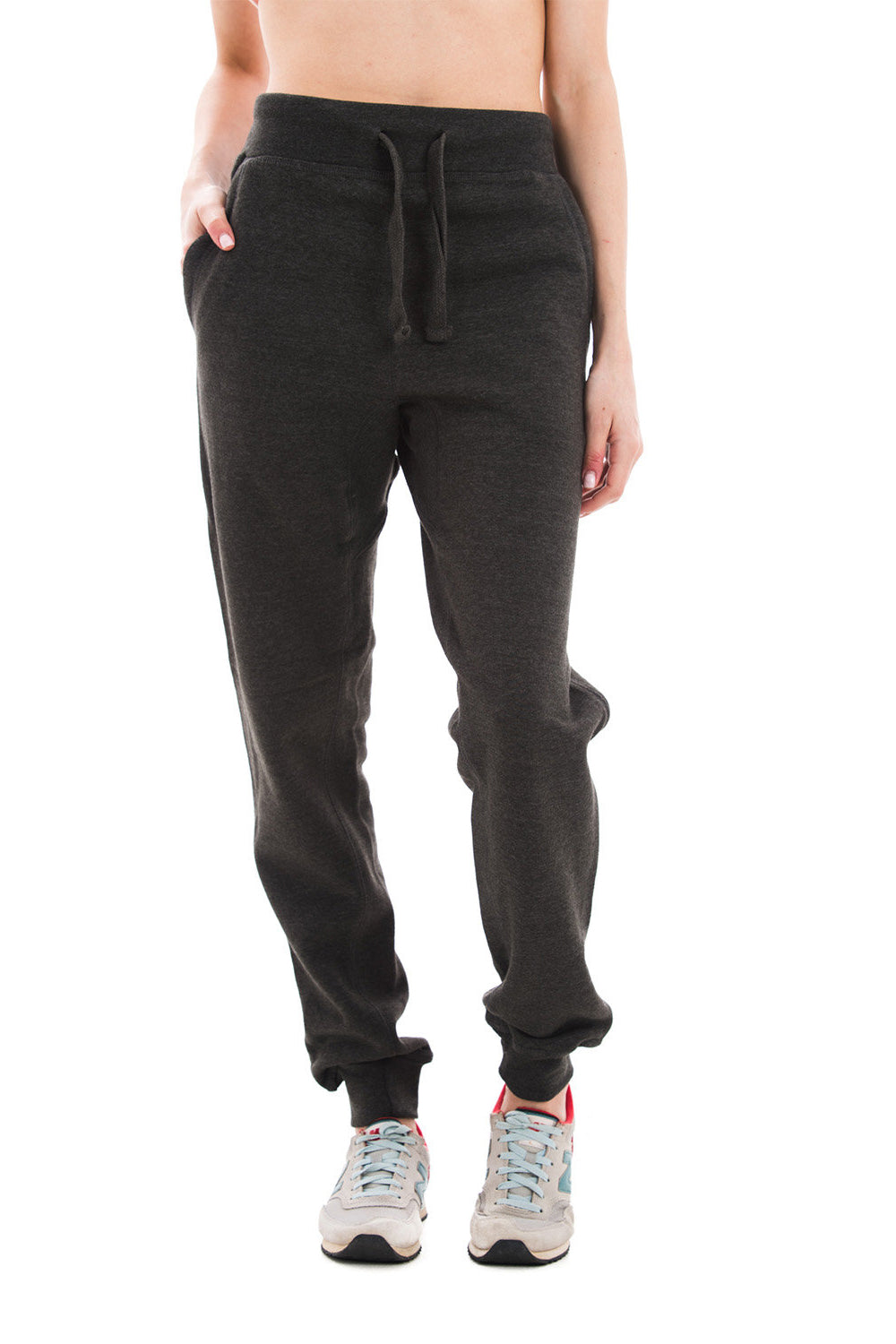 Lane Seven LST006 Mens Premium Jogger Sweatpants w/ Pockets Heather Charcoal Grey Model Front