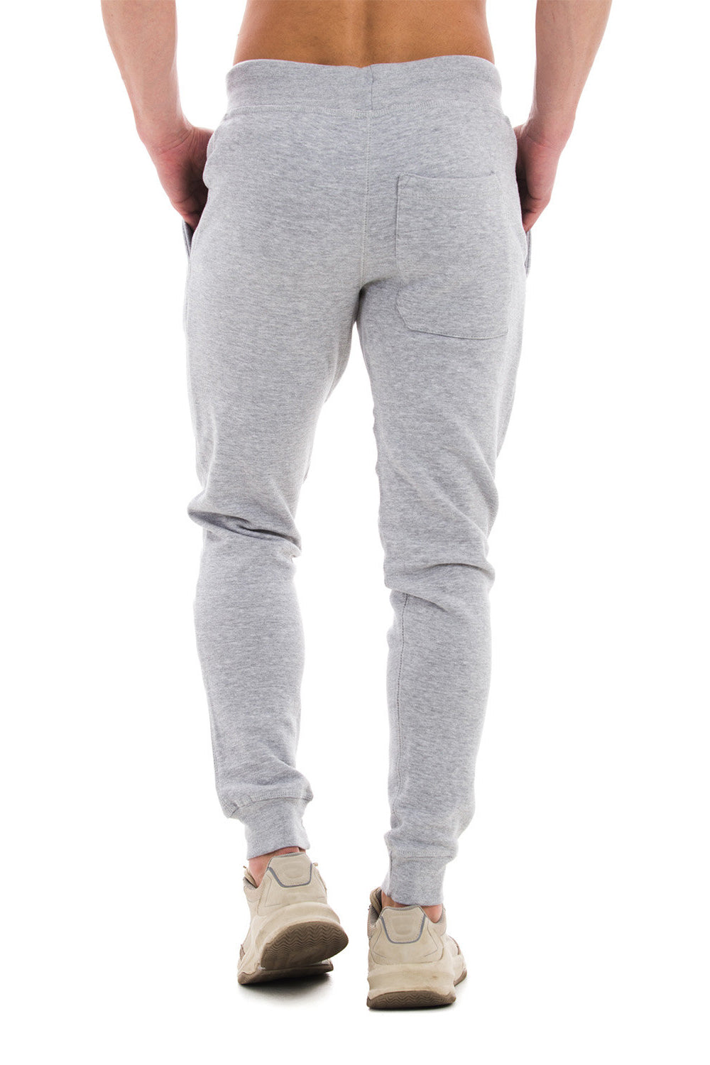 Lane Seven LST006 Mens Premium Jogger Sweatpants w/ Pockets Heather Grey Model Back