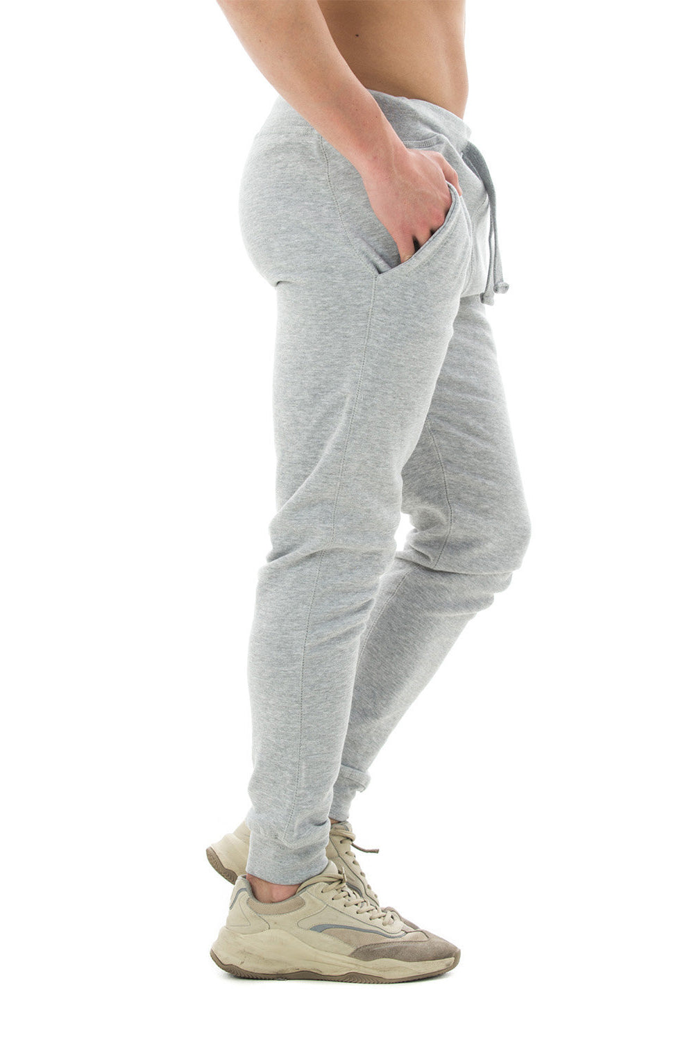 Lane Seven LST006 Mens Premium Jogger Sweatpants w/ Pockets Heather Grey Model Side