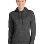 Sport-Tek Womens Electric Heather Moisture Wicking Fleece Hooded Sweatshirt Hoodie w/ Pouch Pocket - Grey Black Electric