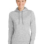Sport-Tek Womens Electric Heather Moisture Wicking Fleece Hooded Sweatshirt Hoodie w/ Pouch Pocket - Silver Grey Electric - Closeout