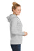 Sport-Tek LST225 Womens Electric Heather Moisture Wicking Fleece Hooded Sweatshirt Hoodie w/ Pouch Pocket Silver Grey Electric Model Side