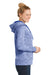 Sport-Tek LST225 Womens Electric Heather Moisture Wicking Fleece Hooded Sweatshirt Hoodie w/ Pouch Pocket True Royal Blue Electric Model Side