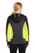 Sport-Tek LST245 Womens Moisture Wicking Full Zip Tech Fleece Hooded Jacket Black/Heather Graphite Grey/Citron Green Model Back