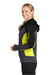 Sport-Tek LST245 Womens Moisture Wicking Full Zip Tech Fleece Hooded Jacket Black/Heather Graphite Grey/Citron Green Model Side