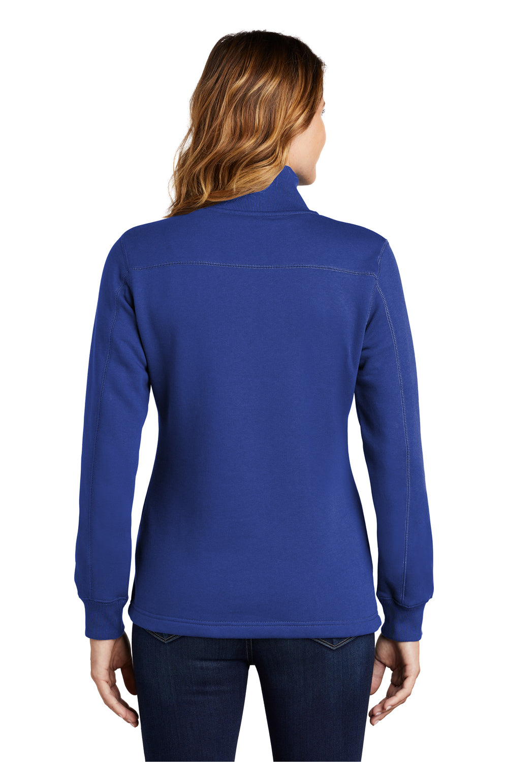 Sport-Tek LST253 Womens Shrink Resistant Fleece 1/4 Zip Sweatshirt True Royal Blue Model Back