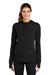 Sport-Tek LST296 Womens Moisture Wicking Fleece Hooded Sweatshirt Hoodie w/ Pouch Pocket Black Model Front