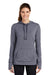 Sport-Tek LST296 Womens Moisture Wicking Fleece Hooded Sweatshirt Hoodie w/ Pouch Pocket Heather True Navy Blue Model Front