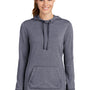 Sport-Tek Womens Moisture Wicking Fleece Hooded Sweatshirt Hoodie w/ Pouch Pocket - Heather True Navy Blue - Closeout