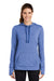 Sport-Tek LST296 Womens Moisture Wicking Fleece Hooded Sweatshirt Hoodie w/ Pouch Pocket Heather True Royal Blue Model Front