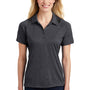 Sport-Tek Womens Heather Contender Moisture Wicking Short Sleeve Polo Shirt - Heather Graphite Grey/Black