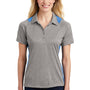 Sport-Tek Womens Heather Contender Moisture Wicking Short Sleeve Polo Shirt - Heather Vintage Grey/Carolina Blue - Closeout