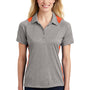 Sport-Tek Womens Heather Contender Moisture Wicking Short Sleeve Polo Shirt - Heather Vintage Grey/Deep Orange
