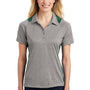 Sport-Tek Womens Heather Contender Moisture Wicking Short Sleeve Polo Shirt - Heather Vintage Grey/Forest Green