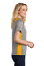 Sport-Tek LST665 Womens Heather Contender Moisture Wicking Short Sleeve Polo Shirt Heather Vintage Grey/Gold Model Side