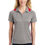Sport-Tek Womens Heather Contender Moisture Wicking Short Sleeve Polo Shirt - Heather Vintage Grey/True Red