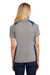 Sport-Tek LST665 Womens Heather Contender Moisture Wicking Short Sleeve Polo Shirt Heather Vintage Grey/Royal Blue Model Back