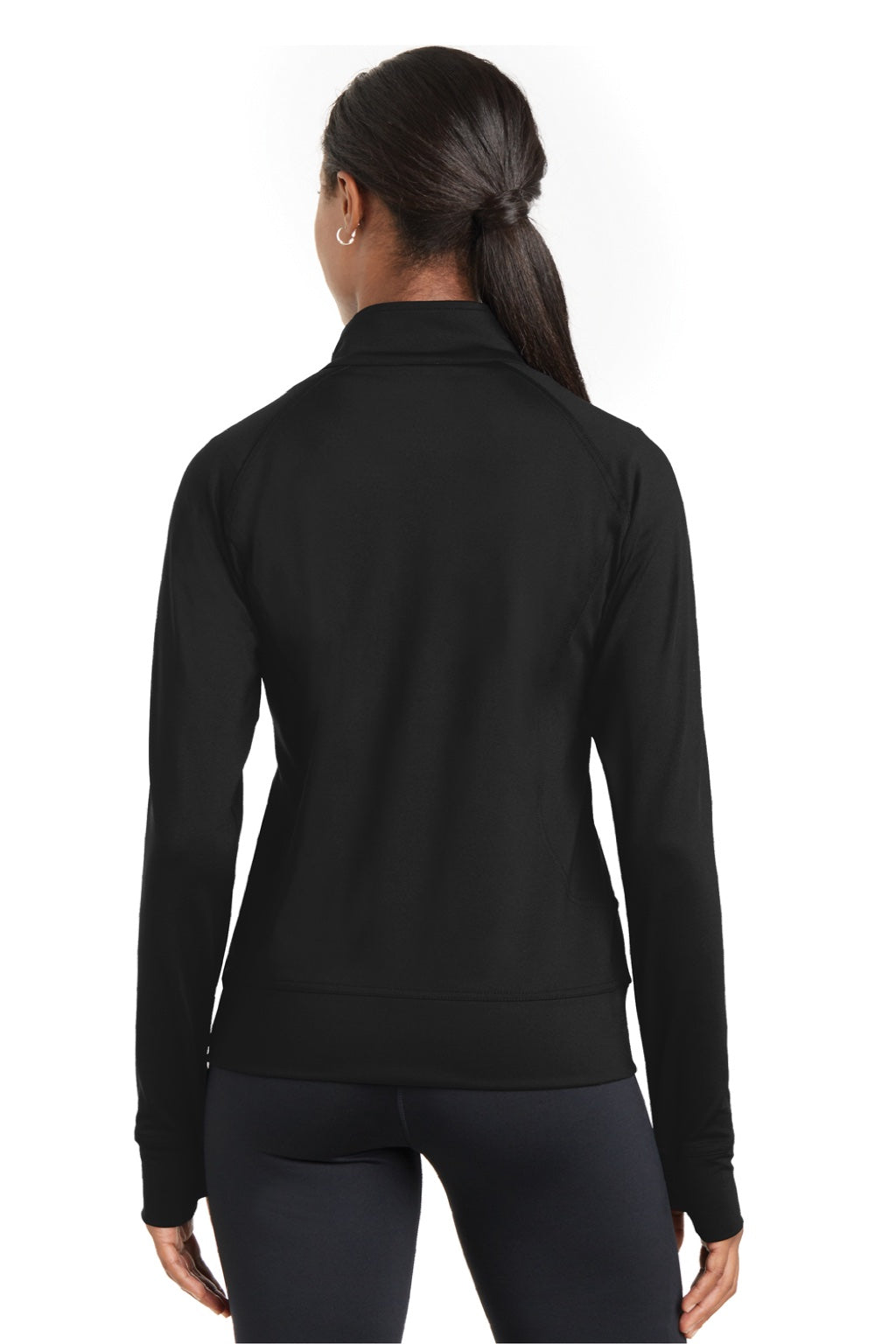 Sport-Tek LST885 Womens NRG Full Zip Sweatshirt w/ Pockets Black Model Back