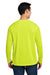 Harriton M118L Mens Charge Moisture Wicking Long Sleeve Crewneck T-Shirt w/ Pocket Safety Yellow Model Back