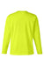 Harriton M118L Mens Charge Moisture Wicking Long Sleeve Crewneck T-Shirt w/ Pocket Safety Yellow Flat Back