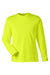 Harriton M118L Mens Charge Moisture Wicking Long Sleeve Crewneck T-Shirt w/ Pocket Safety Yellow Flat Front