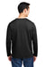 Harriton M118L Mens Charge Moisture Wicking Long Sleeve Crewneck T-Shirt w/ Pocket Black Model Back