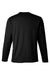 Harriton M118L Mens Charge Moisture Wicking Long Sleeve Crewneck T-Shirt w/ Pocket Black Flat Back