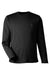 Harriton M118L Mens Charge Moisture Wicking Long Sleeve Crewneck T-Shirt w/ Pocket Black Flat Front