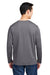 Harriton M118L Mens Charge Moisture Wicking Long Sleeve Crewneck T-Shirt w/ Pocket Dark Charcoal Grey Model Back
