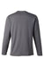 Harriton M118L Mens Charge Moisture Wicking Long Sleeve Crewneck T-Shirt w/ Pocket Dark Charcoal Grey Flat Back