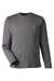 Harriton M118L Mens Charge Moisture Wicking Long Sleeve Crewneck T-Shirt w/ Pocket Dark Charcoal Grey Flat Front
